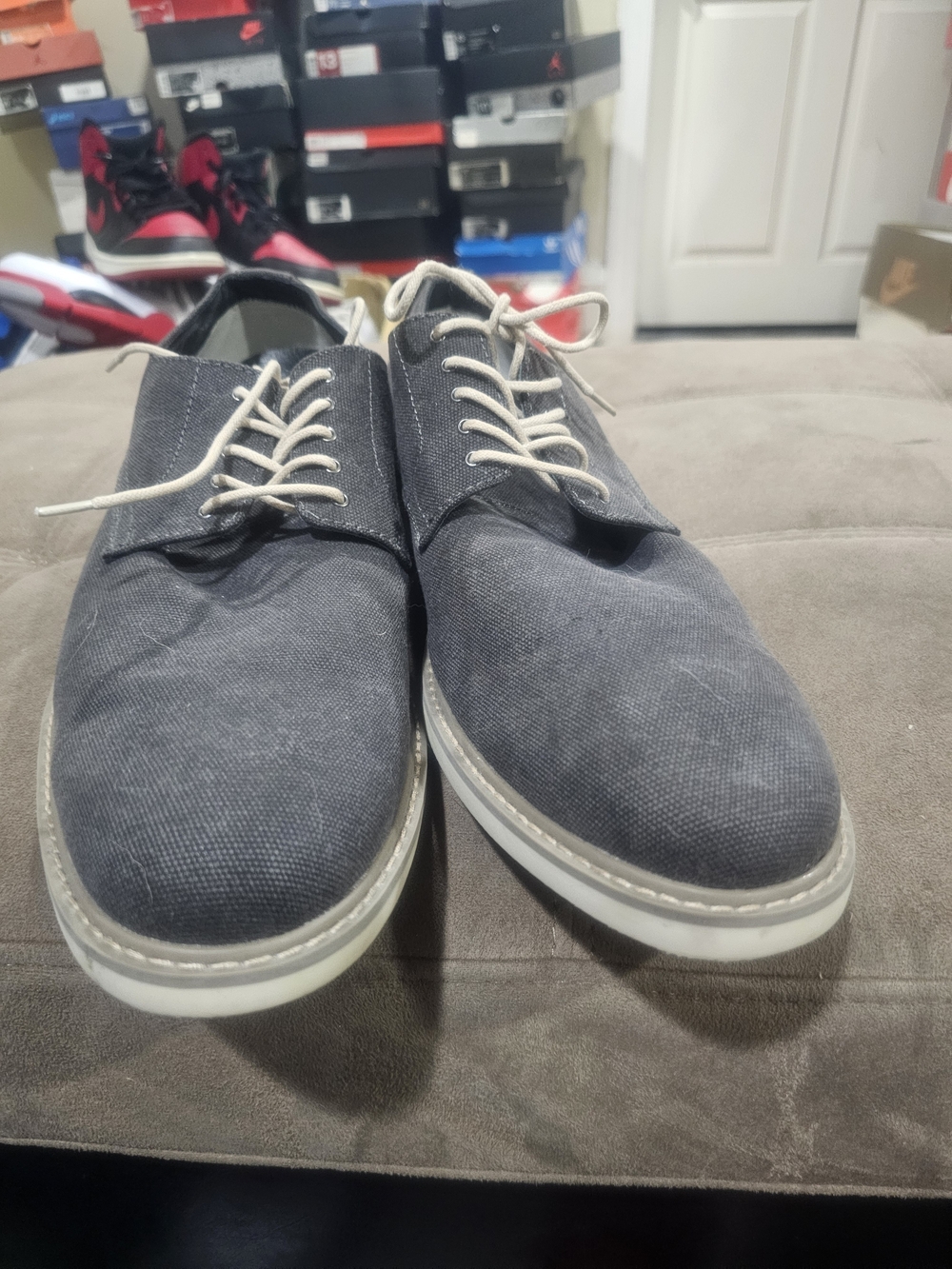 Men's Casual Navy Canvas Lace-Up Shoes